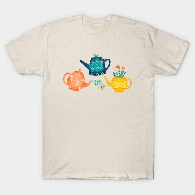 Whimsical Teapots T-Shirt by tangerinetane